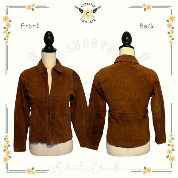 Vintage Copper Key Soft Genuine Leather Zip Up Jacket Women's Size Large Brown - Picture 1 of 6